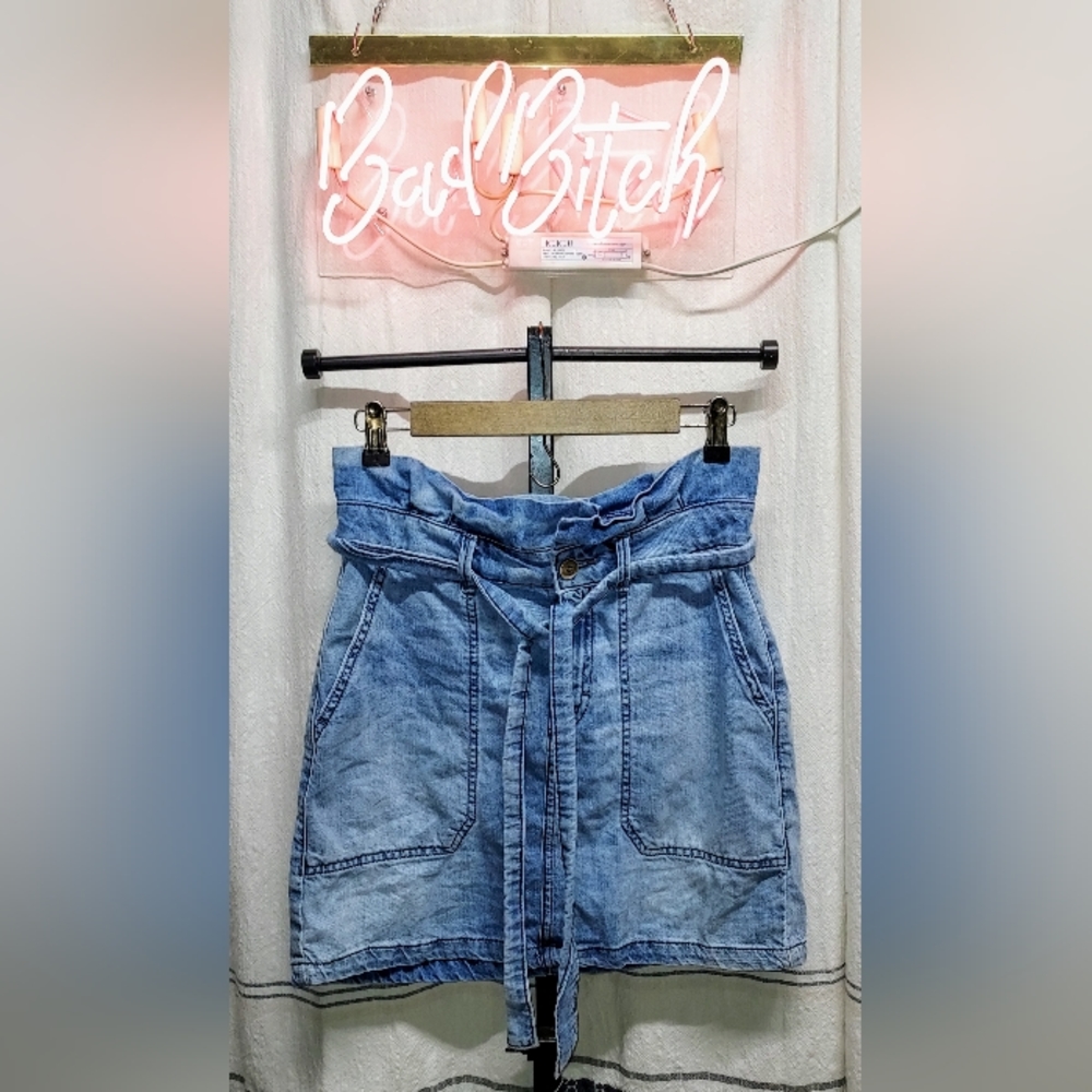 Free people "splendor in the grass" denim tie skirt high waisted